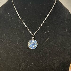 Elegant Silver Necklace with Blue Pendant